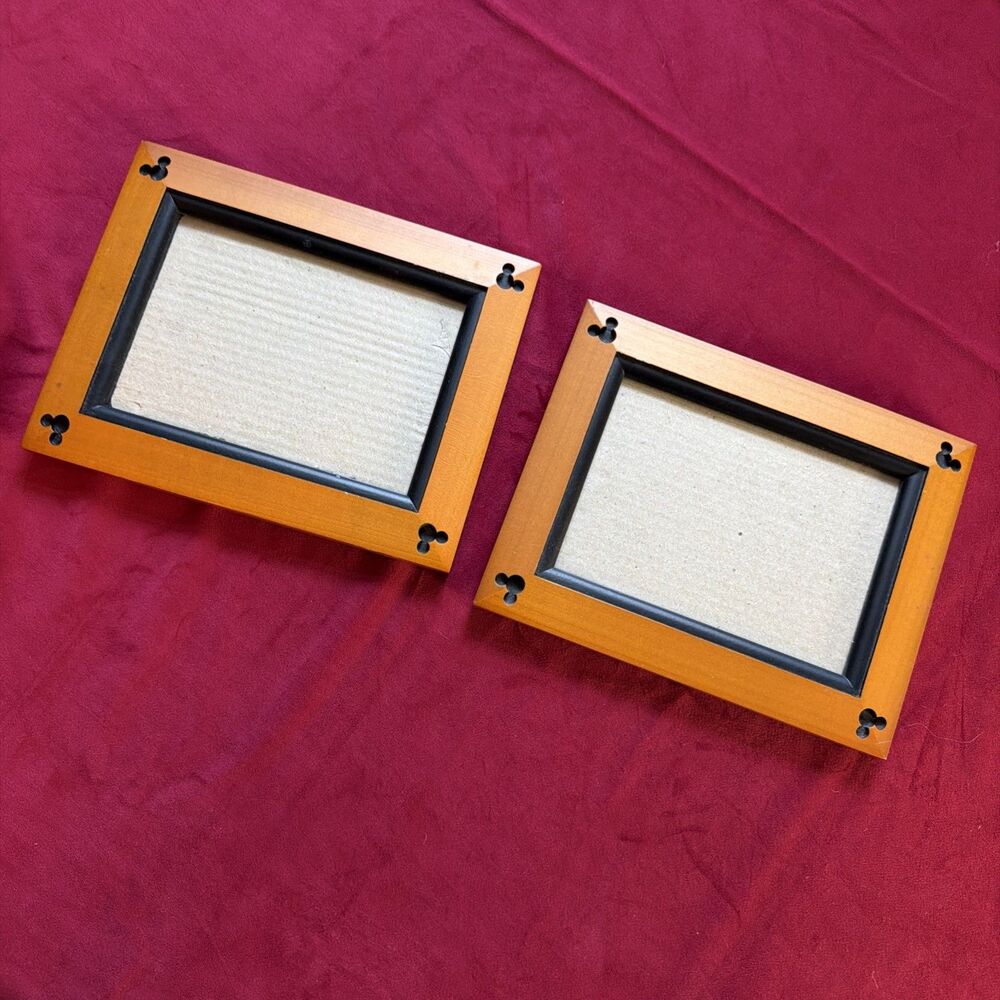 SET OF 2 wood Walt Disney Picture photo Frames Mickey Mouse 4.5” x 6.5”